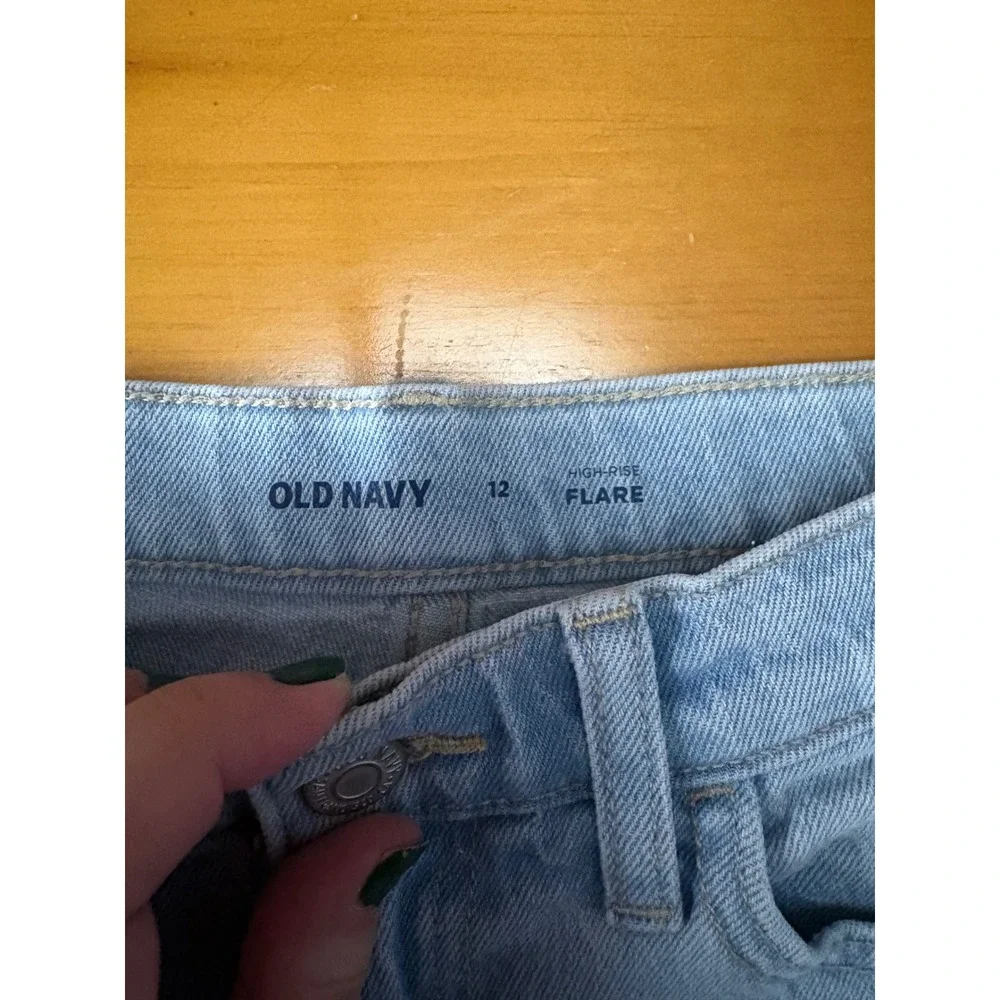 Old Navy Girls Light Wash High-Rise Flare Distressed Ripped Jeans Size 12